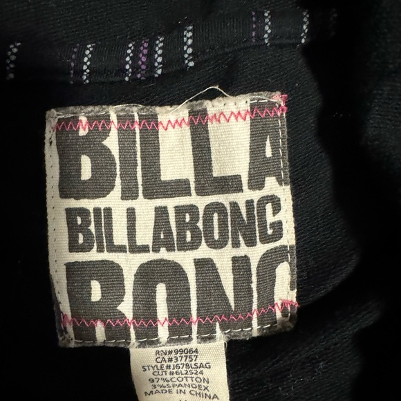 Pinstripe purple white and black billabong zip up hoodie - Picture 5 of 5